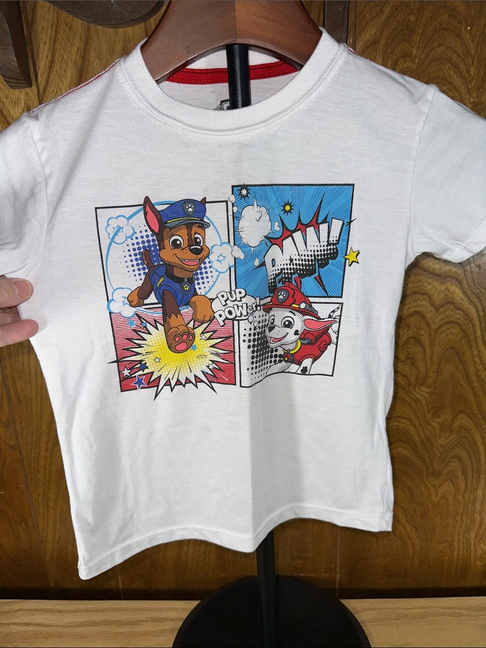 🎉Paw Patrol White Short Sleeve Tee with Colorful Chase & Marshall. D337